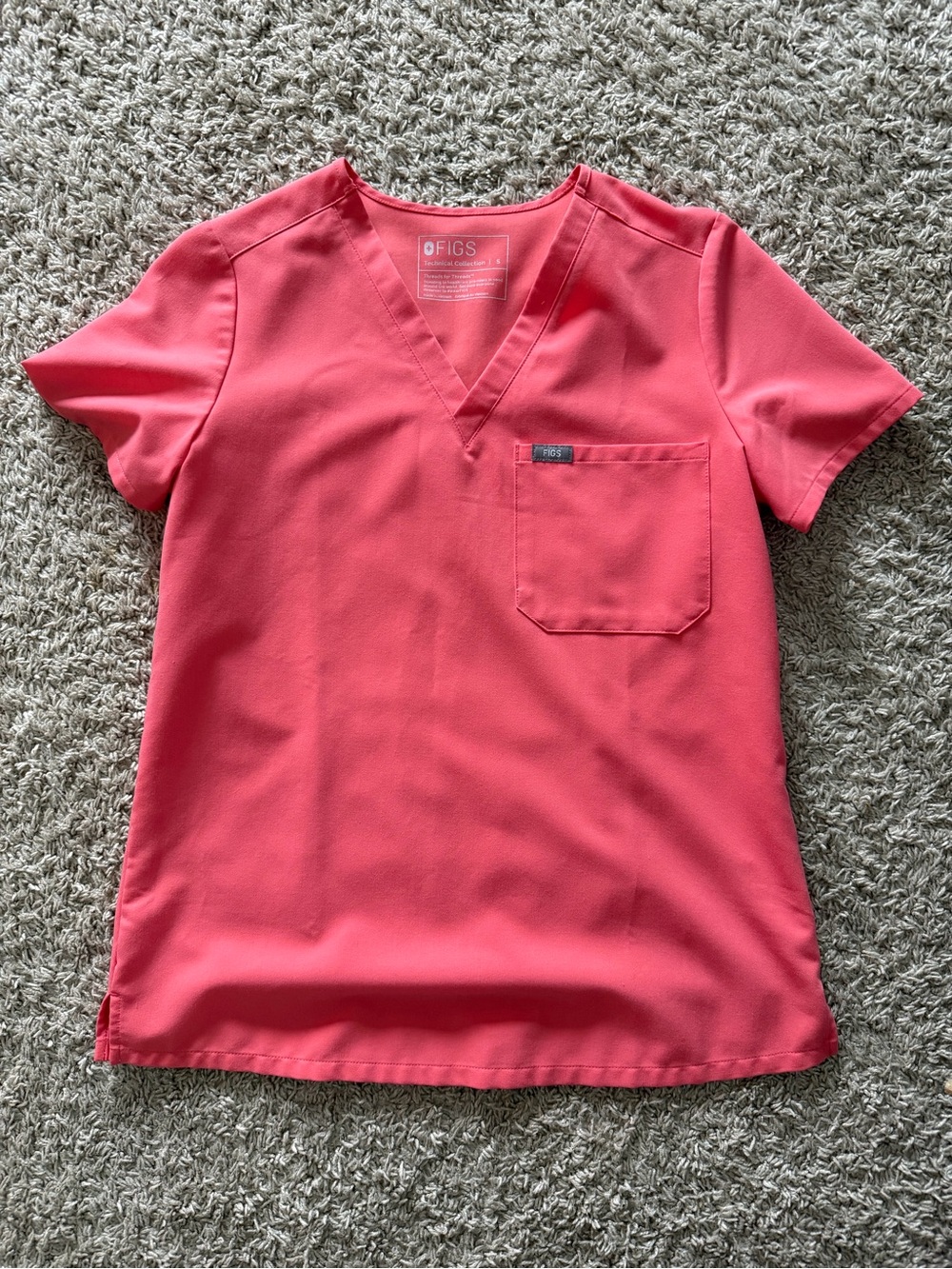 Figs Coral Pink V-Neck Medical Scrub Top